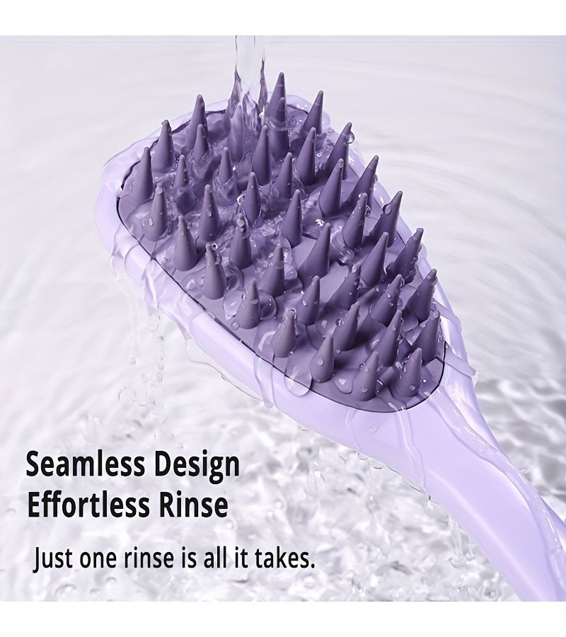 Taro Purple Silicone Hair Washing Brush Long Handle Scalp Massage Anti Dandruff Comb - Image 5