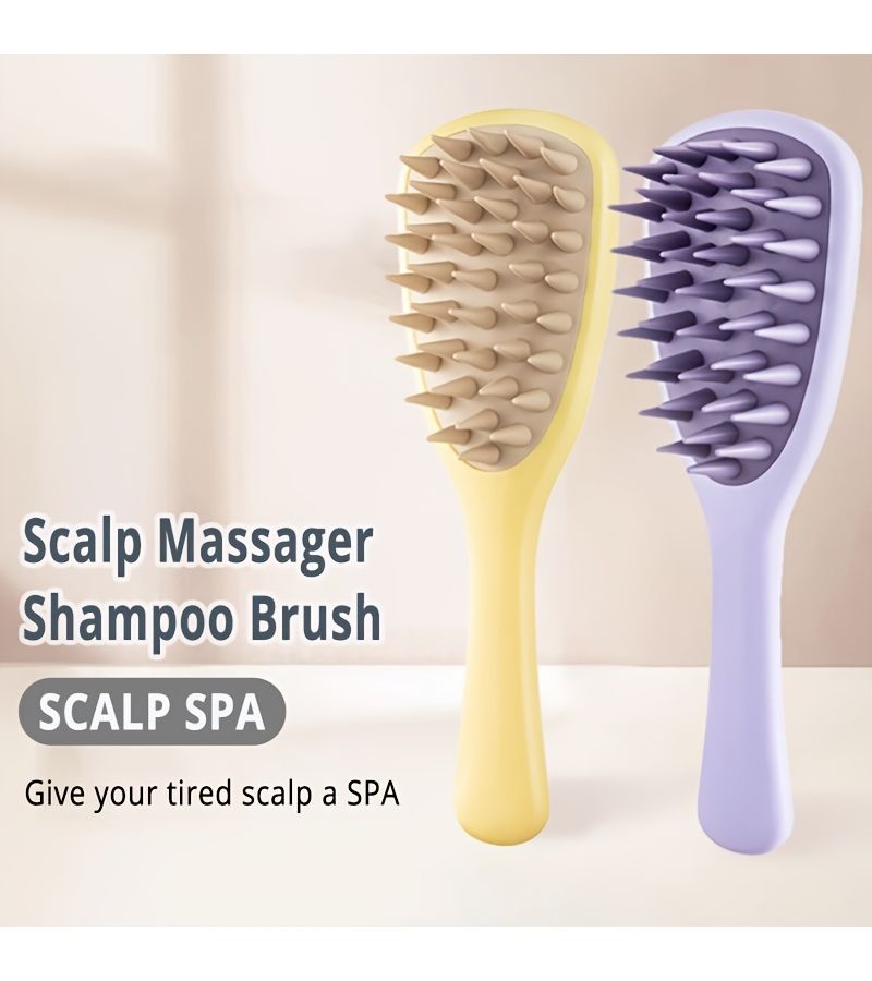 Taro Purple Silicone Hair Washing Brush Long Handle Scalp Massage Anti Dandruff Comb - Image 2