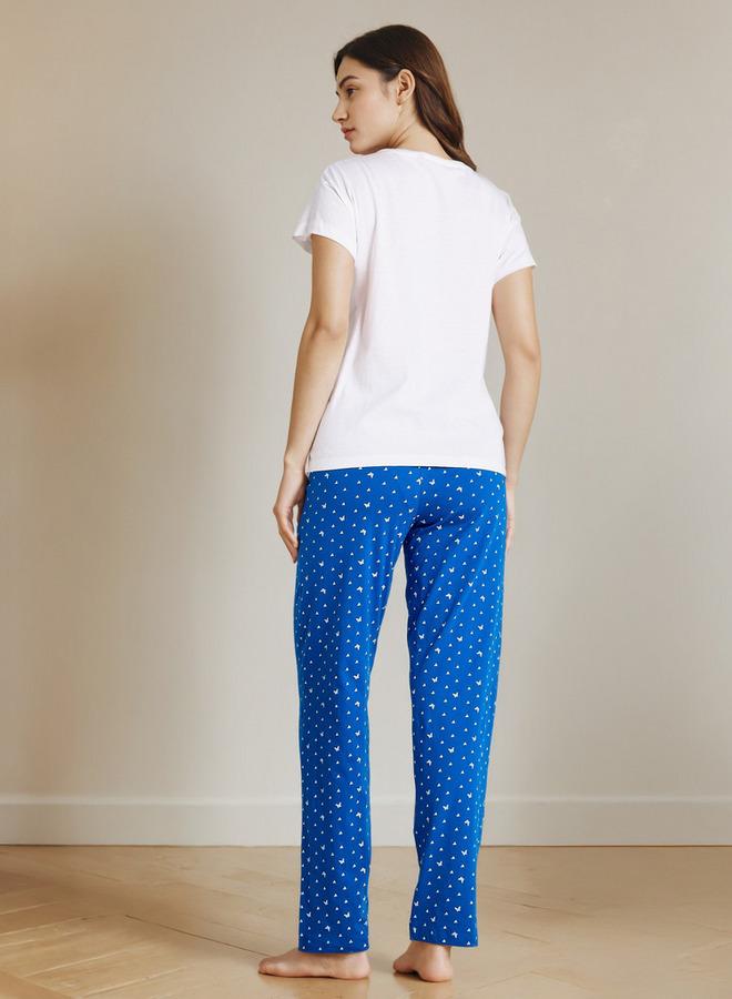 سبلاش فيڤ طقم بيجامة مطبوعة وقميص بياقة مستديرة - Image 4