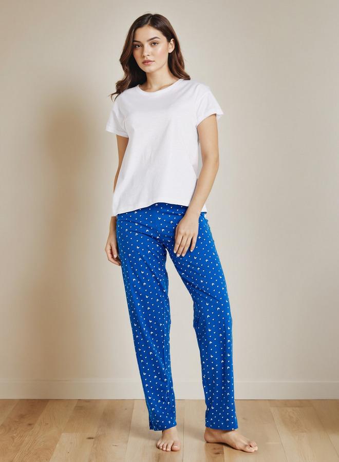 سبلاش فيڤ طقم بيجامة مطبوعة وقميص بياقة مستديرة - Image 1