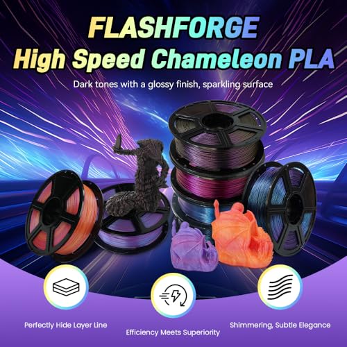 FLASHFORGE Chameleon Gradient Rapid PLA Filament Yellow & Green, High Speed PLA Filament 1.75mm Max 500mm/s Fast Printing, Displays Shimmering Effects from Various Angles and Light - Image 2