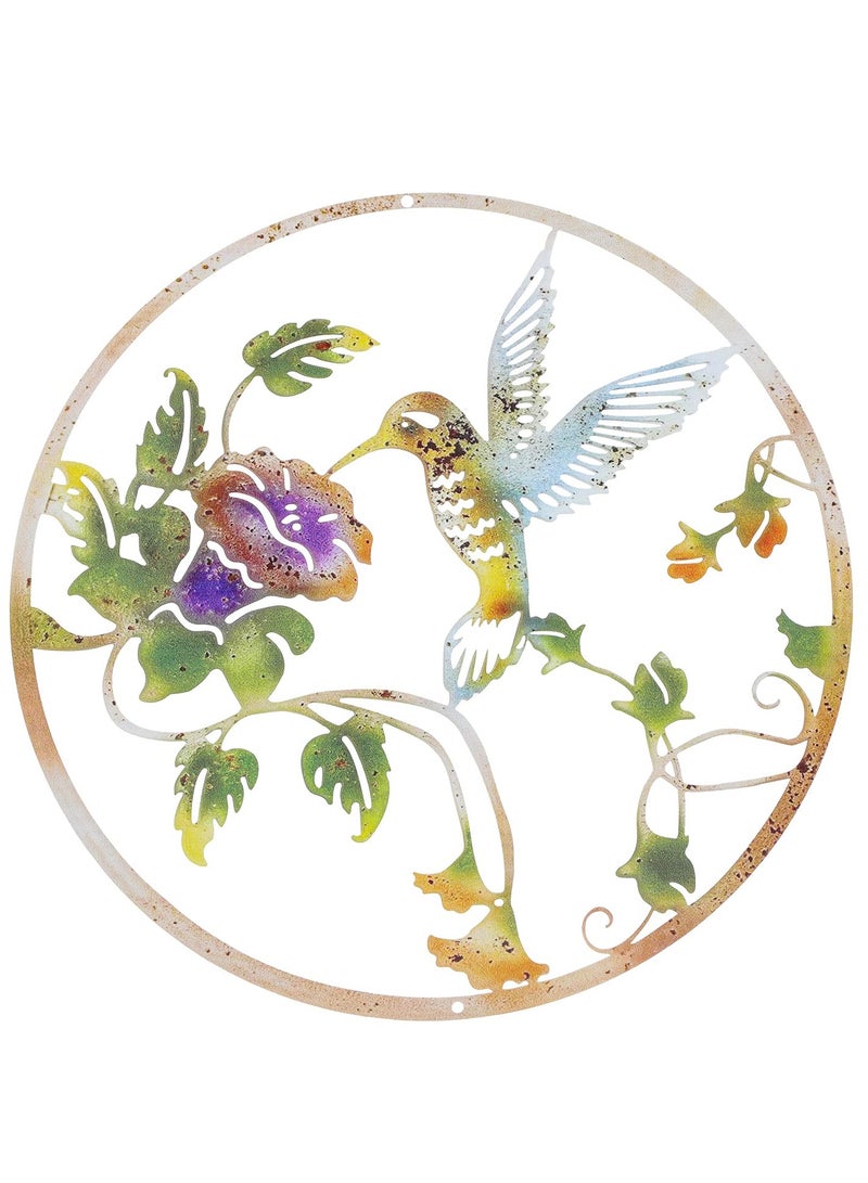 SYOSI Metal Bird Wall Decorations, Iron Flower Birds Wall Art Sculpture Vintage Garden Wall Hanging Decorations Ornaments - Image 1