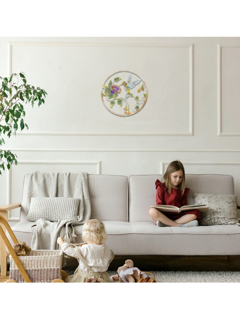 SYOSI Metal Bird Wall Decorations, Iron Flower Birds Wall Art Sculpture Vintage Garden Wall Hanging Decorations Ornaments - Image 2