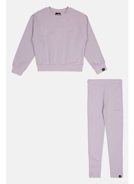 Ellesse Kids Girl 2 Piece Brand Logo Training Tracksuits, Lavender  - Image 1