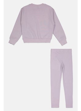 Ellesse Kids Girl 2 Piece Brand Logo Training Tracksuits, Lavender  - Image 2