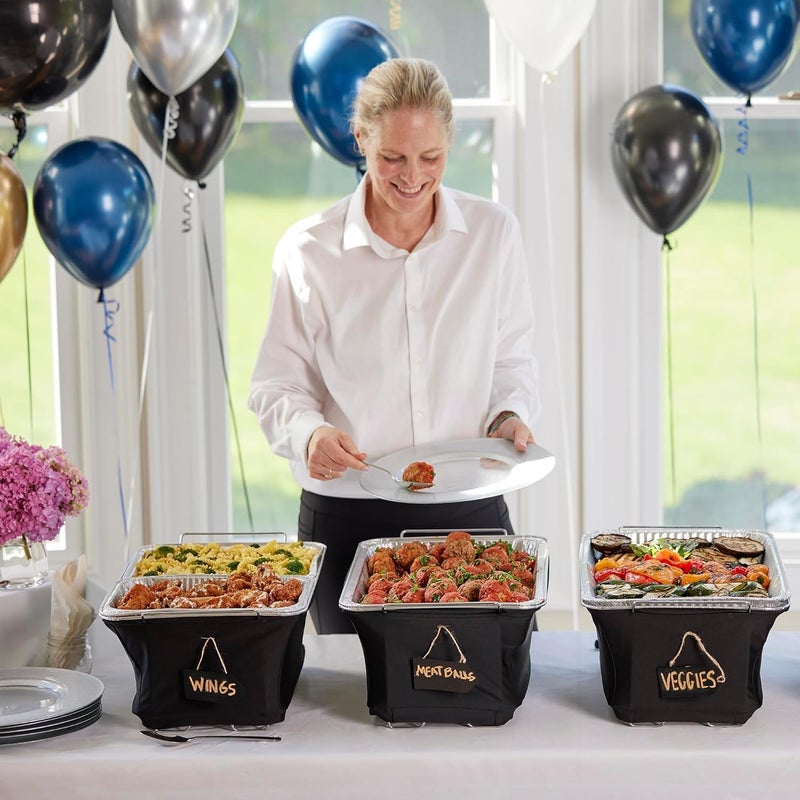 Chefmaster 4-Pack Chafer Wind Guard Cover for Chafing Dish - Flame Retardant Fabric Screen for Food Warmers - Chafing Dish Wind Guard - Breeze Protection & Heat Retention for Catering, Parties, Buffets - 90081 - Image 4