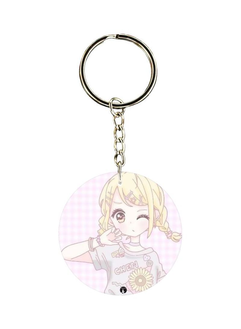 Girl Printed Double Sided Keychain