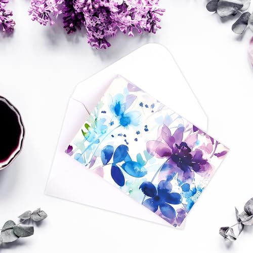 FUHITIM 48 Pack Blank Cards and Envelopes, Watercolor Flowers Blank Greeting Cards, Blank Cards for All Occasion - Image 5