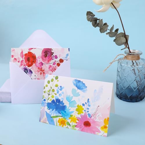 FUHITIM 48 Pack Blank Cards and Envelopes, Watercolor Flowers Blank Greeting Cards, Blank Cards for All Occasion - Image 4