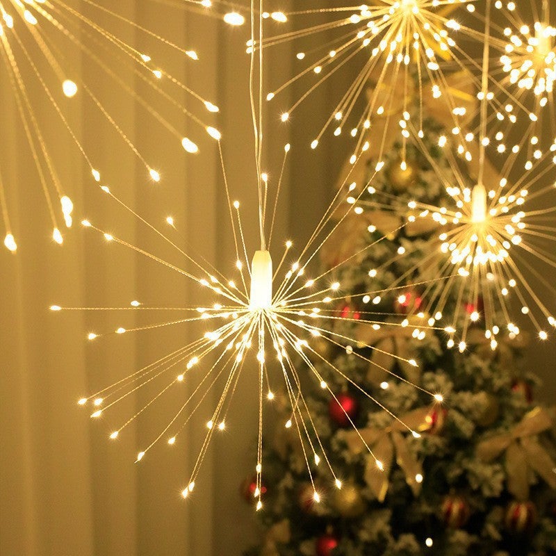 LED remote control fireworks lamp camping canopy  atmosphere lamp all over the sky star dandelion hanging decorative copper wire lamp string - Image 4