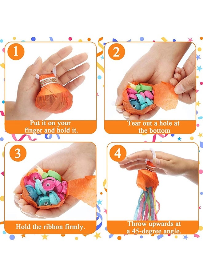 15Pcs Streamers Poppers Hand Throw Streamers with Colorful Ribbon No Mess Confetti Crackers for Wedding, Party, Graduation, Birthday, Celebration - Image 4