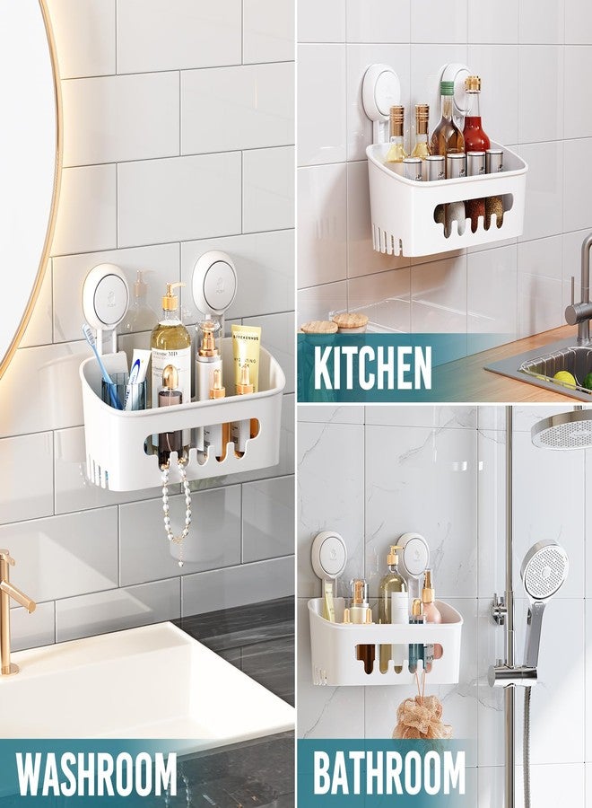 TAILI Shower Caddy Suction Cup 2 Pack, Bathroom Shower Basket Wall Mounted Organizer Shelf for Shampoo, Body Wash, Conditioner, Plastic Shower Rack for Kitchen & Bathroom, Drill-Free Removable… - Image 4