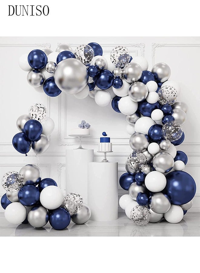 DUNISO Balloons Garland Arch Kit 148 Pcs 5/10/12/18 Inch Blue and White Latex Balloons Set For Baby Shower Wedding Birthday Party Background Decorations School Opening Ceremony - Image 5