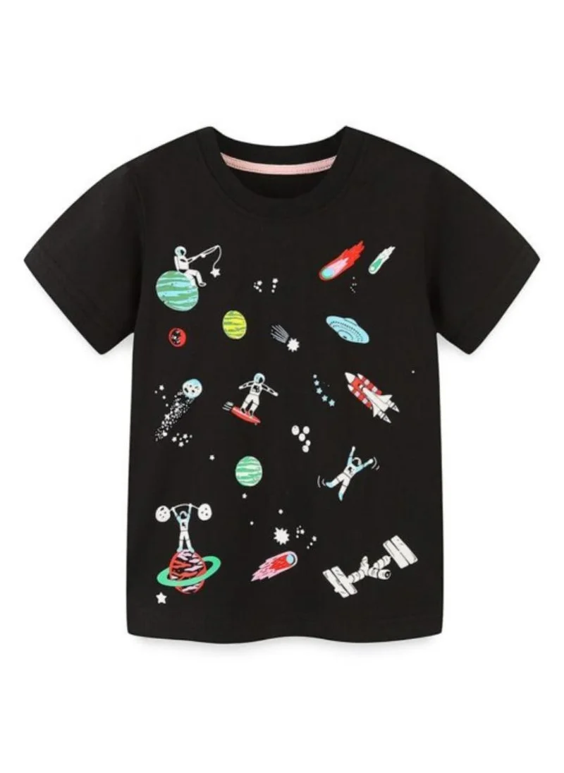YUNIQEE Black Conversational Printed Round Neck T-shirt
