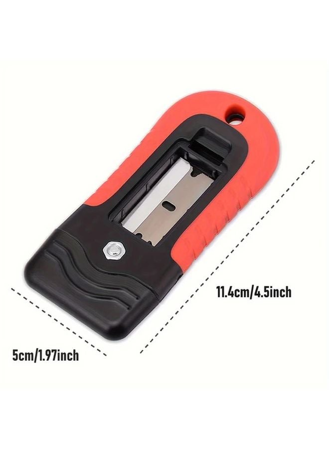 5pcs Stainless Steel Locking Razor Blade Scraper With Safety Cap Rubber Coated - Image 5