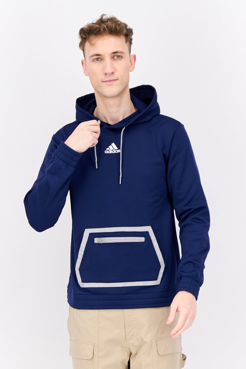 Adidas هودي خارجي طويل الأكمام للرجال، رياضي، لون كحلي - Image 1