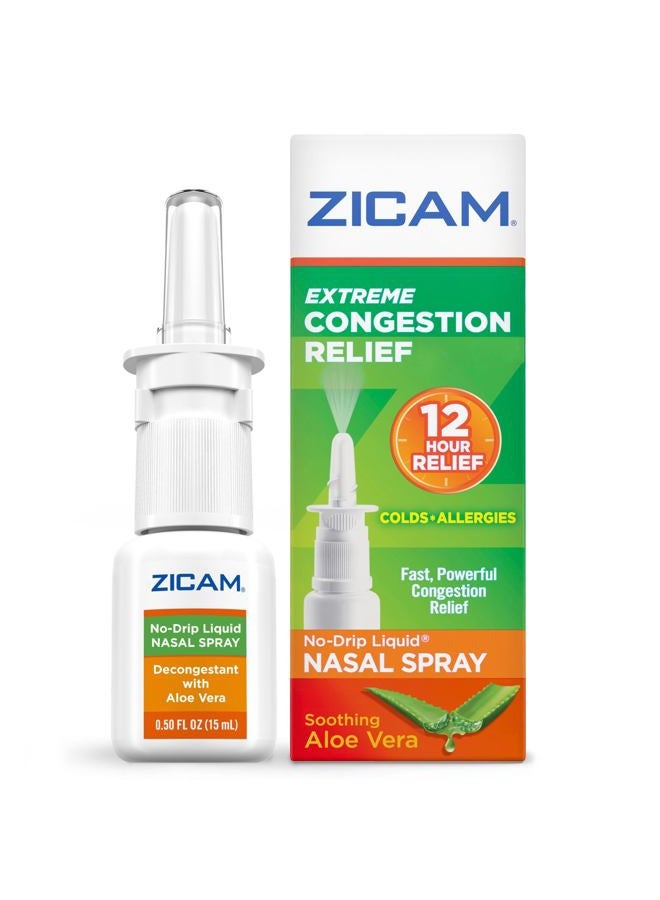Zicam رذاذ أنف سائل بدون قطرة لتخفيف الاحتقان الشديد مع جل الألوة فيرا، 0.5 أونصة - Image 1