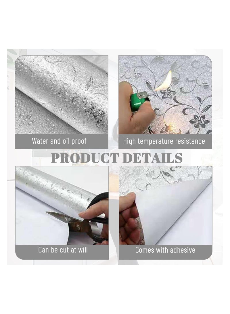 SOLARAE Kitchen Backsplash Wallpaper, Oil Proof Kitchen Wall Sticker, Kitchen Stove Sticker, Waterproof Decor, Aluminum Foil Contact Paper, Peel and Stick Backsplash for Countertop(15.7x196.8in/0.4x5m) - Image 4
