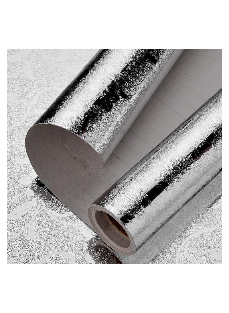 SOLARAE Kitchen Backsplash Wallpaper, Oil Proof Kitchen Wall Sticker, Kitchen Stove Sticker, Waterproof Decor, Aluminum Foil Contact Paper, Peel and Stick Backsplash for Countertop(15.7x196.8in/0.4x5m) - Image 1