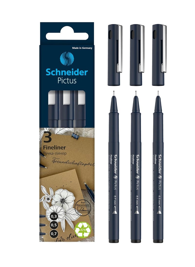 Schneider قلم حبر أسود من نوع فينيلاينر 3 قطع - Image 1