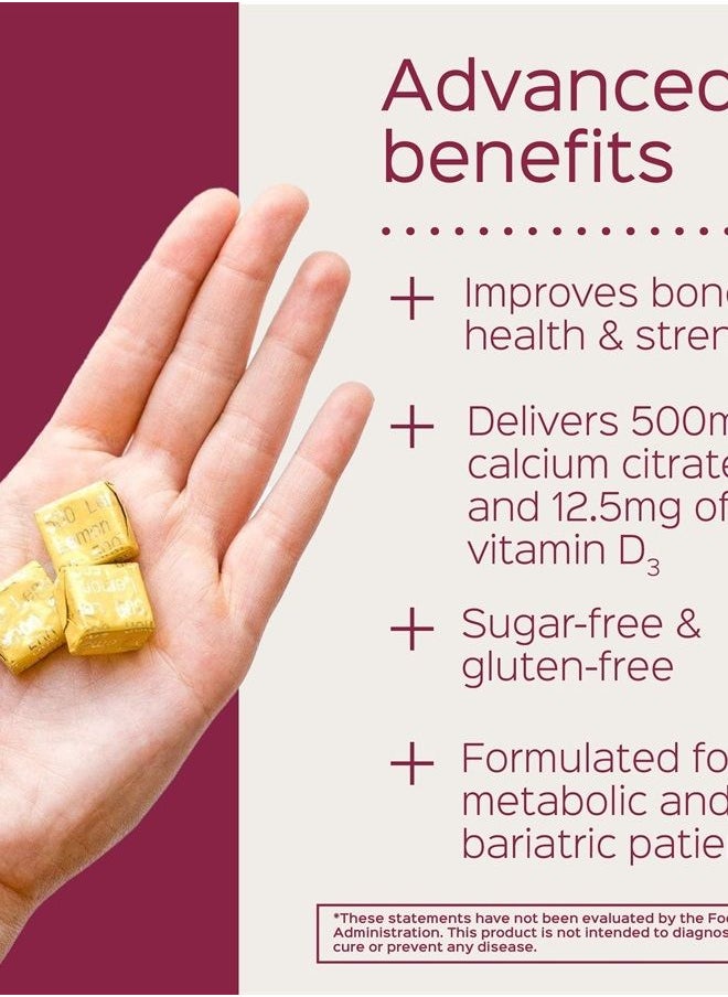 Bariatric Advantage - Calcium Citrate Chewy Bites 500mg with Vitamin D3 for Bariatric Surgery Patients Including Gastric Bypass and Sleeve Gastrectomy, Sugar Free - Assorted Fruit Flavor, 90 Count - Image 1