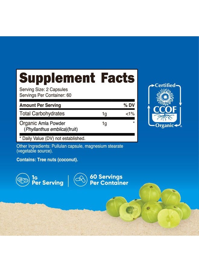 Nutricost Organic AMLA Capsules 1000mg, 60 Servings - Certified CCOF Organic, Vegan, Gluten Free, 500mg Per Capsule, 120 Capsules - Image 2
