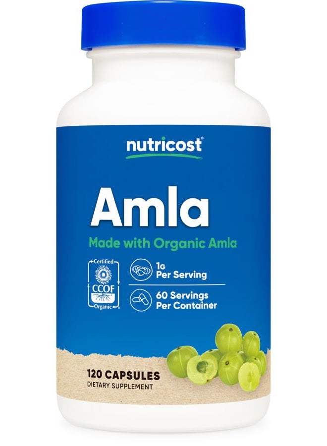 Nutricost Organic AMLA Capsules 1000mg, 60 Servings - Certified CCOF Organic, Vegan, Gluten Free, 500mg Per Capsule, 120 Capsules - Image 1