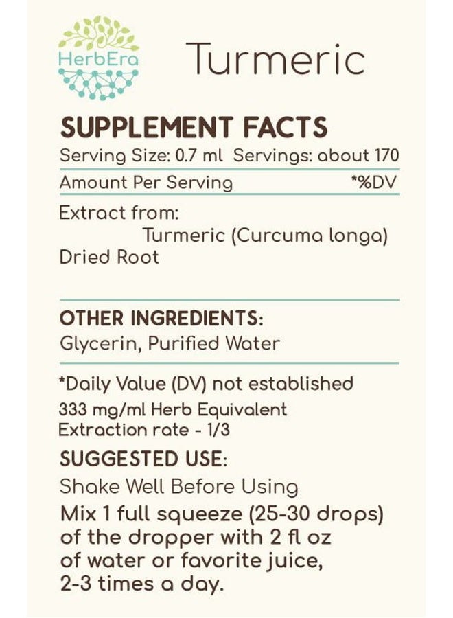 HerbEra Turmeric B120 Alcohol-Free Herbal Extract Tincture, Turmeric (Curcuma Longa) Dried Root (4 fl oz) - Image 3