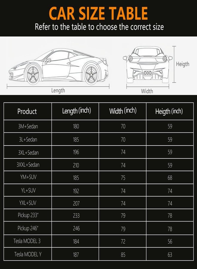 WMCHEYI Car Cover Waterproof All Weather,6 Layers Car Covers for Automobiles, Full Exterior Cover with Zipper, Outdoor Car Cover Sun UV Rain Snow Wind Protection, Fit for 180"(180*70*59 inch)Sedan - Image 5
