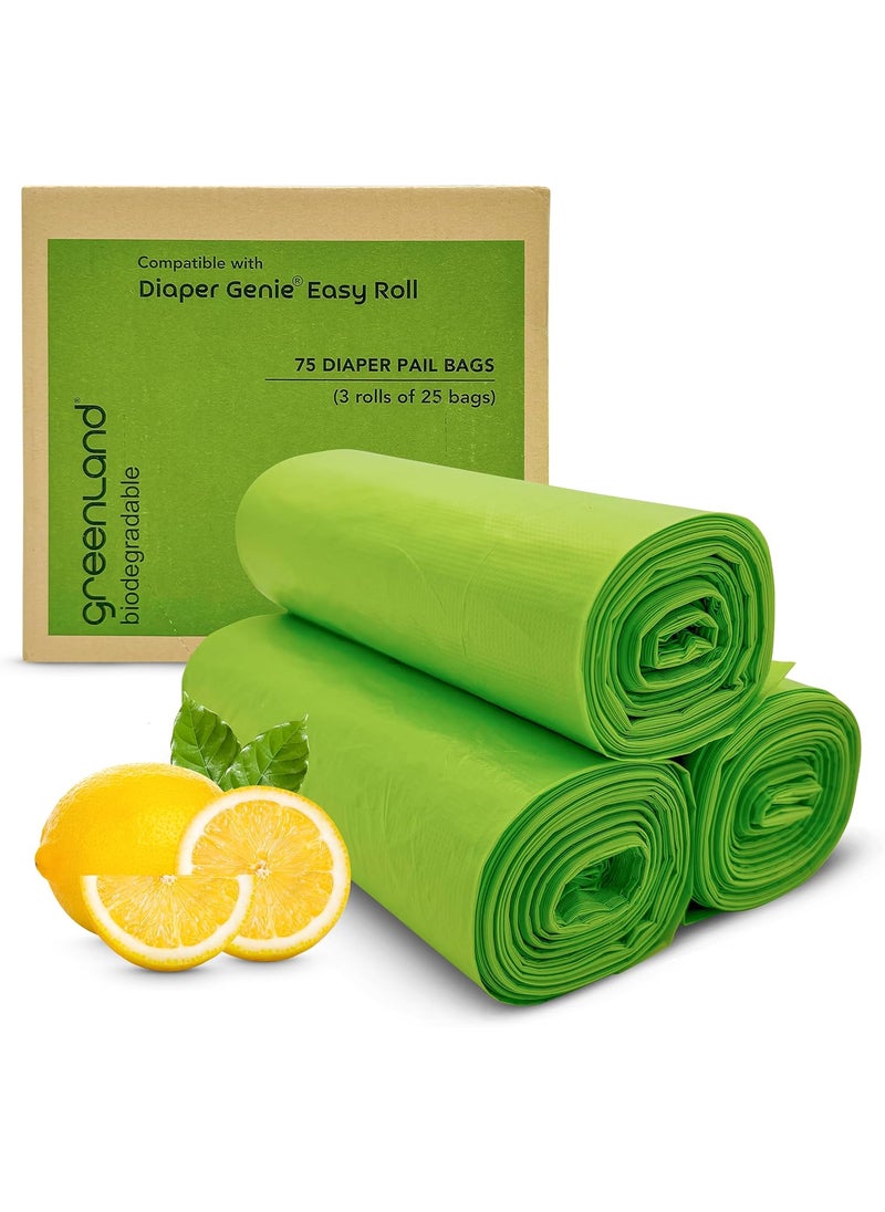 greenland Greenland Biodegradable Diaper Pail Refills with 75 Bags Compatible with Genie Easy Roll Signature Diaper Pails 3Pack  75 Bags  - Image 1