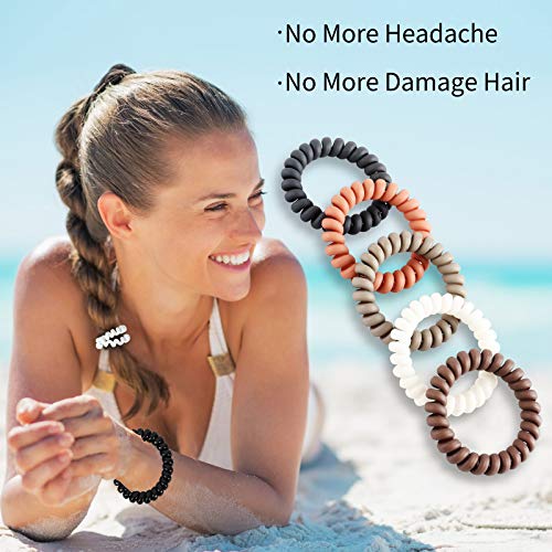 79STYLE 30Pcs Spiral No-Crease Matte Phone Cord Ponytail Holders and Plastic Coil Scrunchies (10 Colors - Large Size) - Image 3