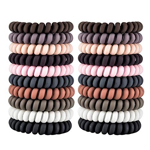 79STYLE 30Pcs Spiral No-Crease Matte Phone Cord Ponytail Holders and Plastic Coil Scrunchies (10 Colors - Large Size) - Image 1