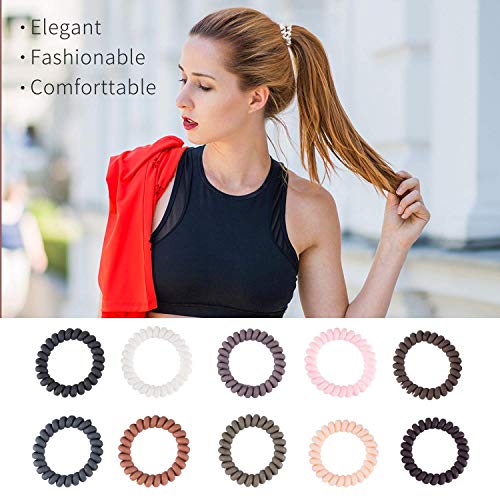 79STYLE 30Pcs Spiral No-Crease Matte Phone Cord Ponytail Holders and Plastic Coil Scrunchies (10 Colors - Large Size) - Image 4