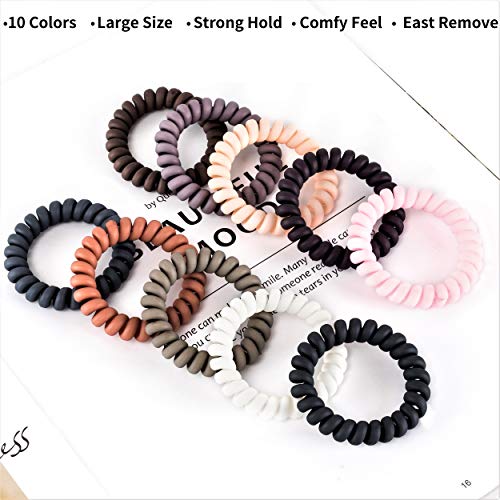 79STYLE 30Pcs Spiral No-Crease Matte Phone Cord Ponytail Holders and Plastic Coil Scrunchies (10 Colors - Large Size) - Image 2