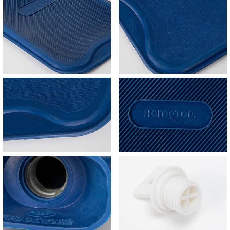 HomeTop Premium Classic Rubber Hot or Cold Water Bottle with Soft Fleece Cover (2 Liters, Navy Blue) - Image 5
