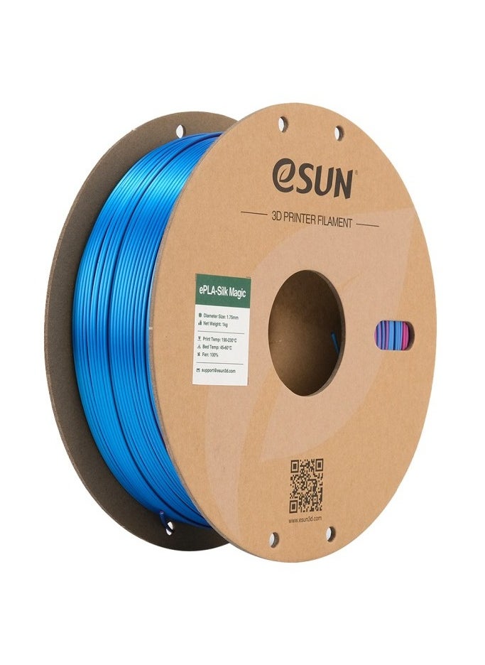 eSUN - eSun eSilk-PLA Magic Crack Resistant Filament 1.75mm | Crack Resistant - Smooth Finish PLA Tolerance Within +/-0.05mm RED BLUE - Image 1