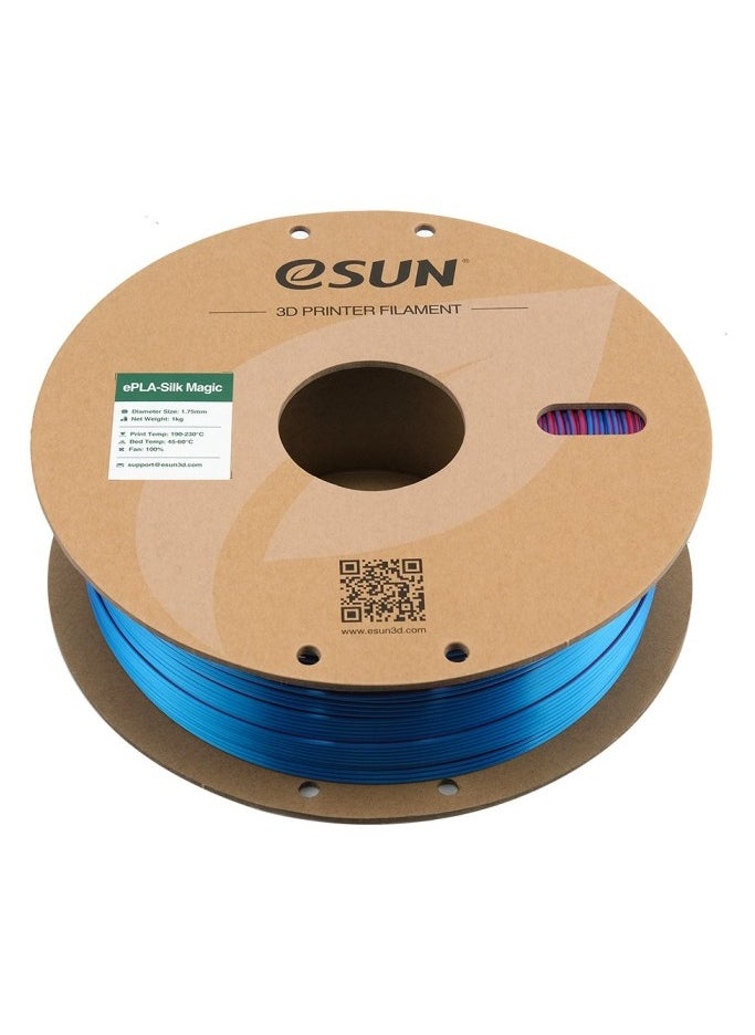 eSUN - eSun eSilk-PLA Magic Crack Resistant Filament 1.75mm | Crack Resistant - Smooth Finish PLA Tolerance Within +/-0.05mm RED BLUE - Image 1