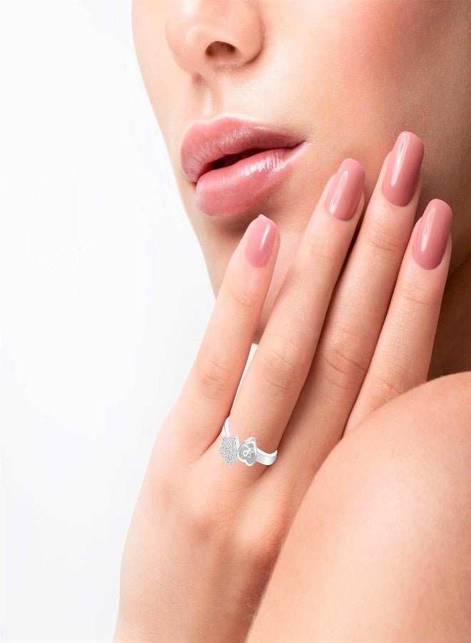 Amaal Jewellery Valentine Latest American Diamond Adjustable Love Heart Silver Stylish Initial Letter Name Alphabet L Rings for Women Girls Girlfriend Couples Lovers Stylish Design -FR-A615 - Image 2