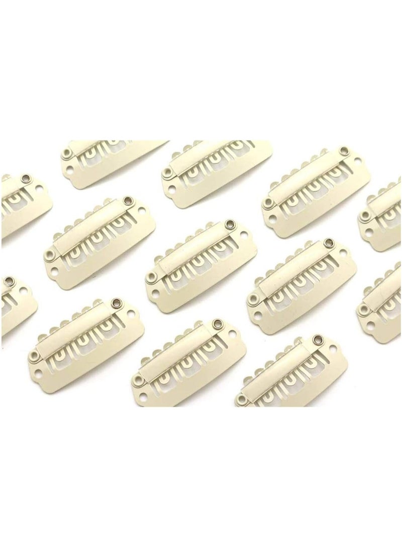 إستيل مشابك لتمديد الشعر المستعار، مشابك شعر بمشط على شكل حرف U، مشابك شعر مستعار مكونة من 6 أسنان مع أمشاط معدنية مطاطية، مشابك وصلات شعر للنساء (أبيض كريمي) 20 قطعة - Image 2