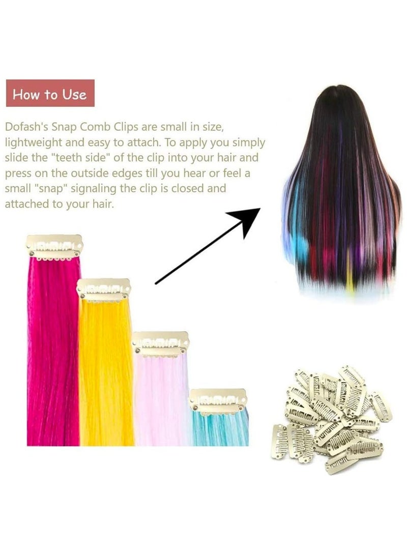 إستيل مشابك لتمديد الشعر المستعار، مشابك شعر بمشط على شكل حرف U، مشابك شعر مستعار مكونة من 6 أسنان مع أمشاط معدنية مطاطية، مشابك وصلات شعر للنساء (أبيض كريمي) 20 قطعة - Image 4