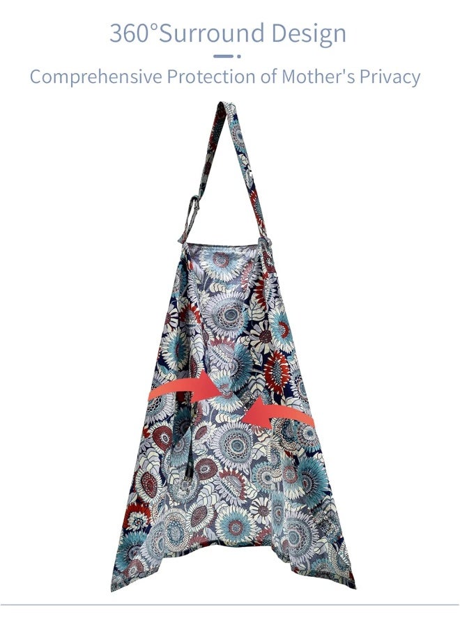 Insular Nursing Cover for Breastfeeding, Infant Feeding Cover Breathable Cotton Privacy Breastfeeding Apron, Black Wave - Image 5