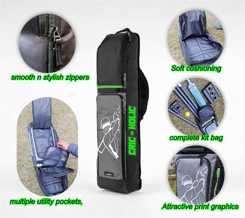 jaspo Cric Holic Padded Cricket Kit Bag (Polyester Material) for Plastic & Wooden Cricket Sets –,Spacious Design for Complete Gear (Cric Holic Kit Bag, Black, 35x10x6 inches(Bag Size)) - Image 3