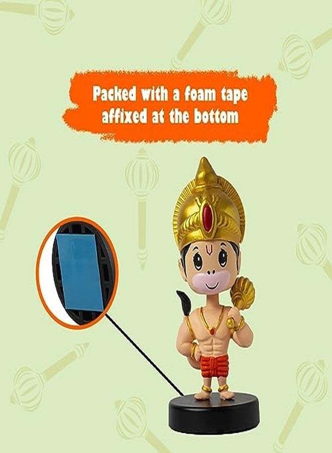 Buko Lord Hanuman Ji Bobblehead - Ideal For Car Dashboard, Home & Office Decor, Gifting Kids; Includes Little Gada Figurine For Good Luck, Fantasy, 4.5 Cm, 4.5 Cm - Image 4
