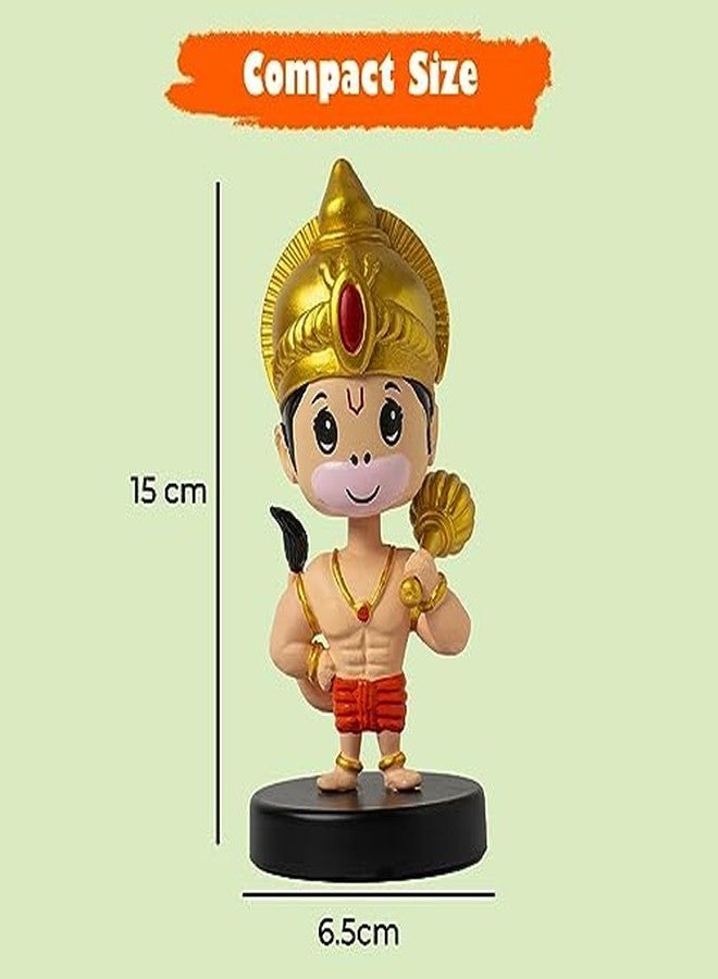 Buko Lord Hanuman Ji Bobblehead - Ideal For Car Dashboard, Home & Office Decor, Gifting Kids; Includes Little Gada Figurine For Good Luck, Fantasy, 4.5 Cm, 4.5 Cm - Image 5