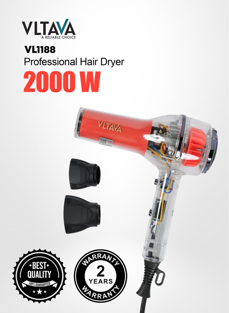Vltava 2000W Professional Hair Dryer with Diffuser & Cool Shot – 3 Heat Settings, 2 Speed Modes - Image 1