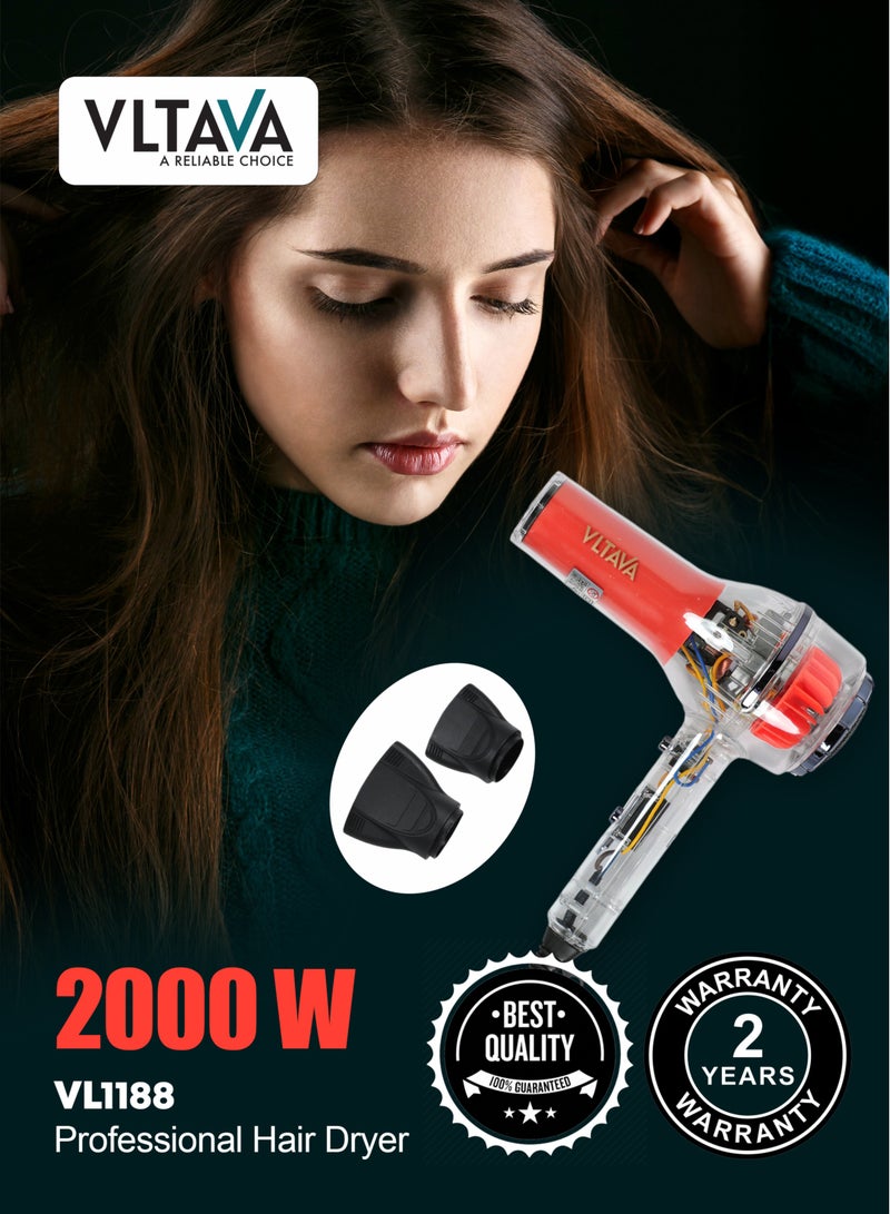 Vltava 2000W Professional Hair Dryer with Diffuser & Cool Shot – 3 Heat Settings, 2 Speed Modes - Image 4