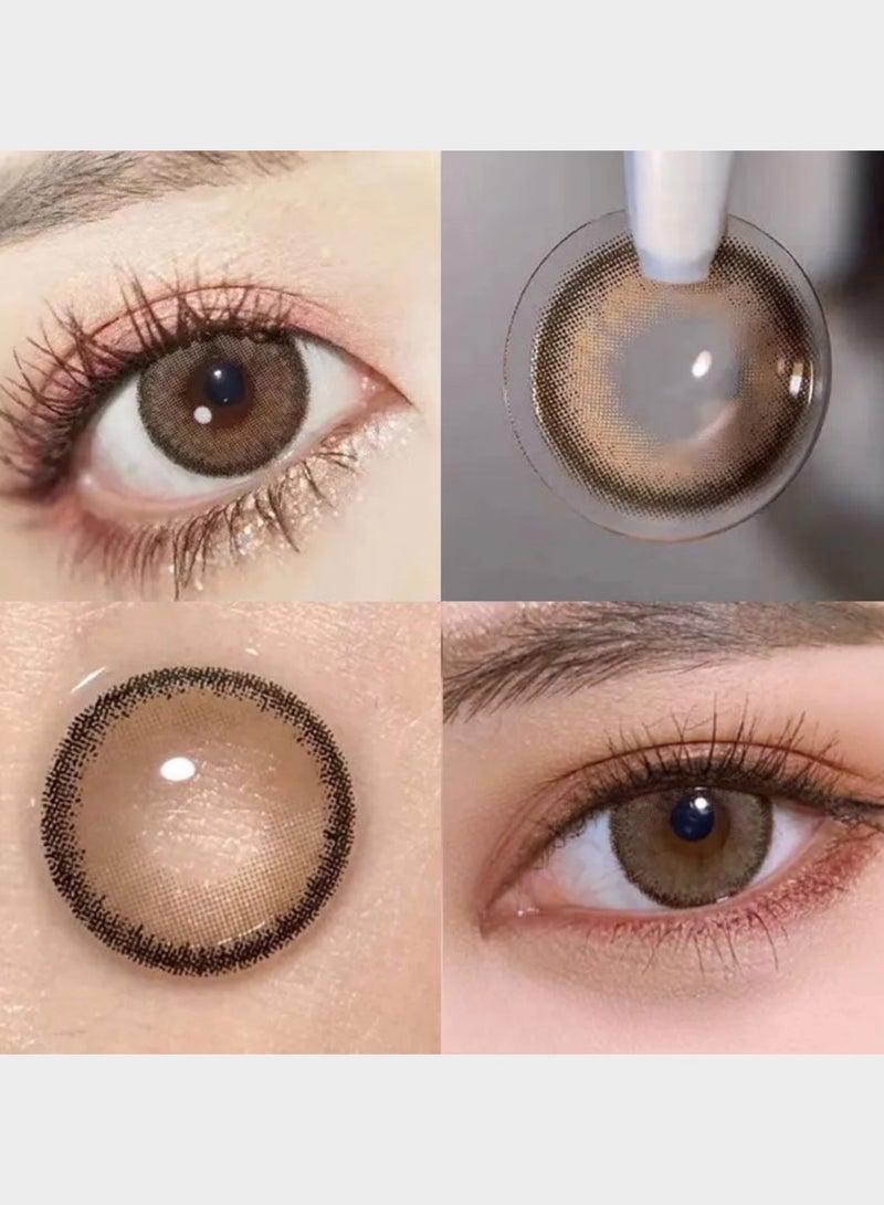 Unibling Iceland Choc Yearly Colored Contact Lenses, Unisex Cosmetic Contact Lenses, Enlargement Collection, Light Brown, With Case - Image 1