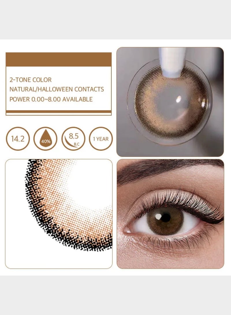 Unibling Iceland Choc Yearly Colored Contact Lenses, Unisex Cosmetic Contact Lenses, Enlargement Collection, Light Brown, With Case - Image 3