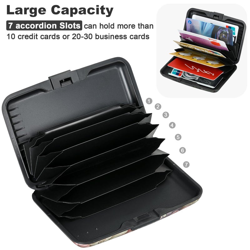 ELFISH Mini RFID Aluminum Wallet Credit Cards Holder Business Card Case Metal ID Case for Men Womenï¼ˆHappy Flower - Image 5