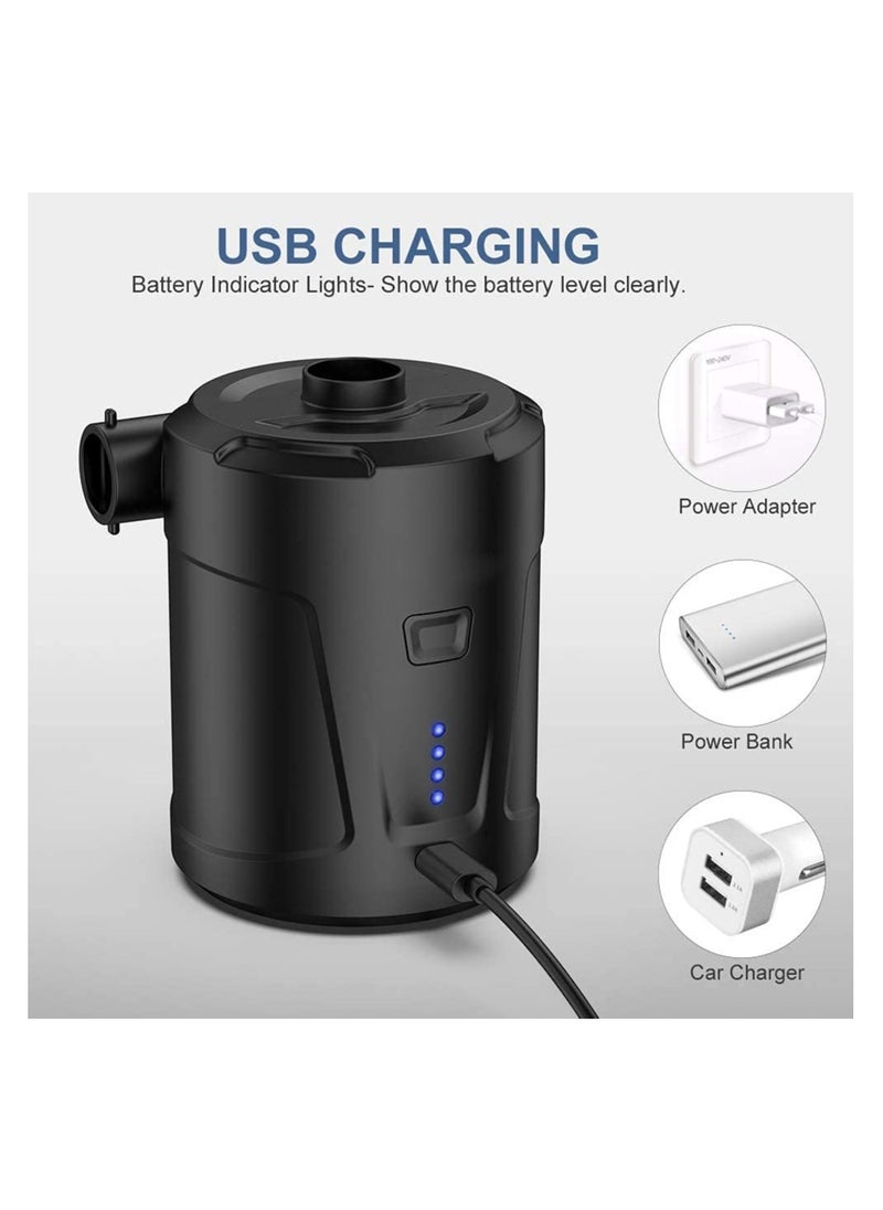 KASTWAVE Electric Air Pump for Inflatables, with 3 Nozzles USB/ 5000mAh Rechargeable Battery, for Air Mattress, Pool Floats, Air Bed, Portable Inflator Deflator Pump  - Image 2
